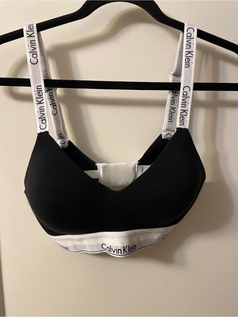 Calvin Klein Black Bralette with White Logo Elastic